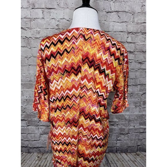 Girls LuLaRoe‎ Red Orange Chevron Striped Bianka - Picture 9 of 12